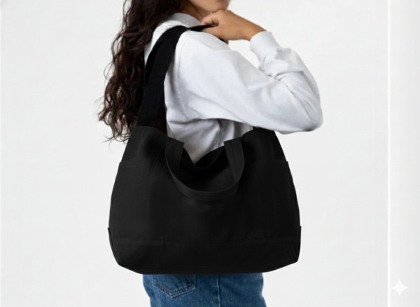 Canvas Double Handle Pocket Bag